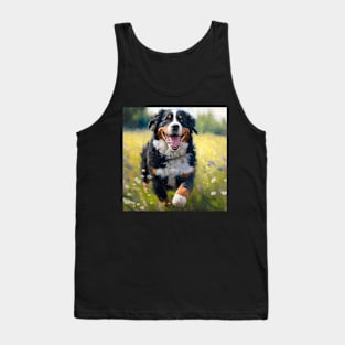 Wildflowers and Bernese Mountain Dog Impressionist Art Print Tank Top